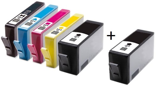 Compatible HP 364XL a set of 5 Ink Cartridges + EXTRA BLACK